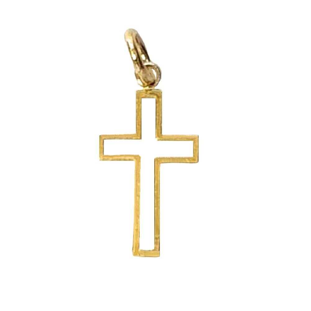Real 14K Yellow Gold Small CROSS Charm / Pendant, Made in USA