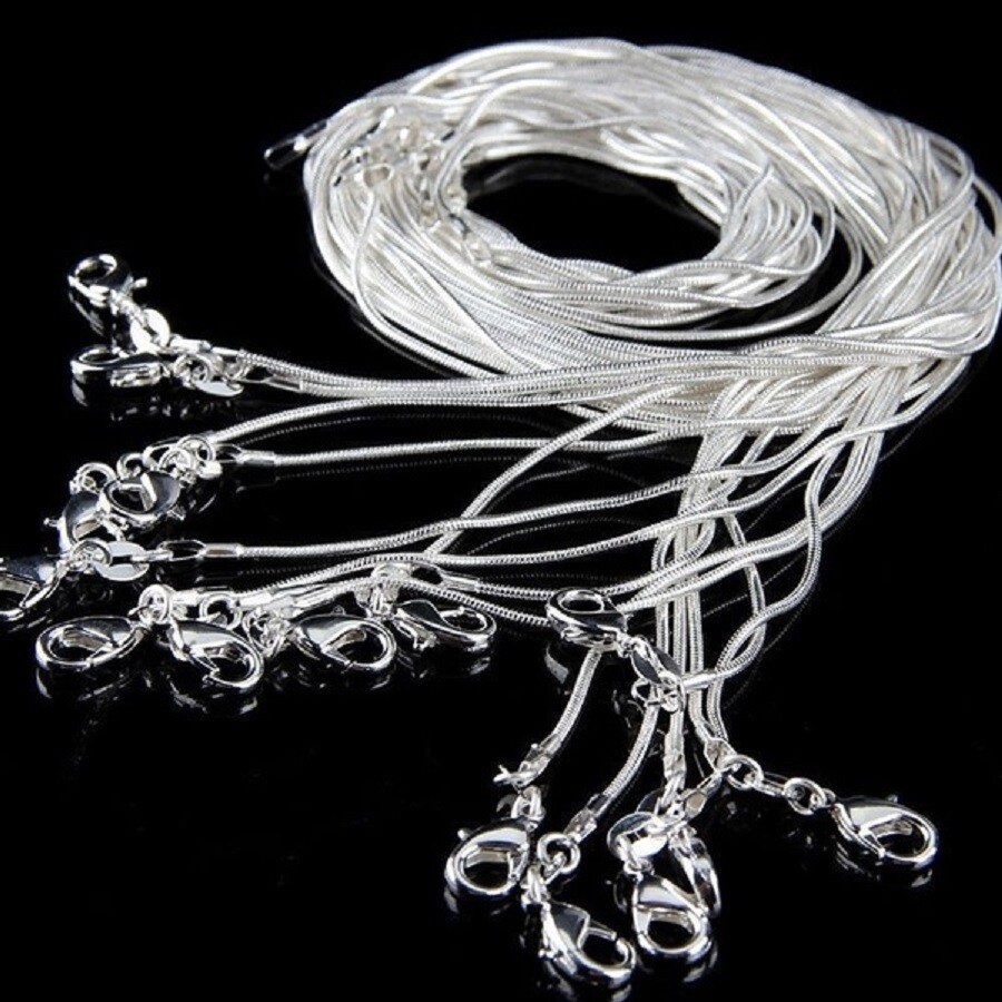 925 Sterling Silver Snake Chain Necklace 16/18/20/22/24/26/28/30/32/34/36/38inch