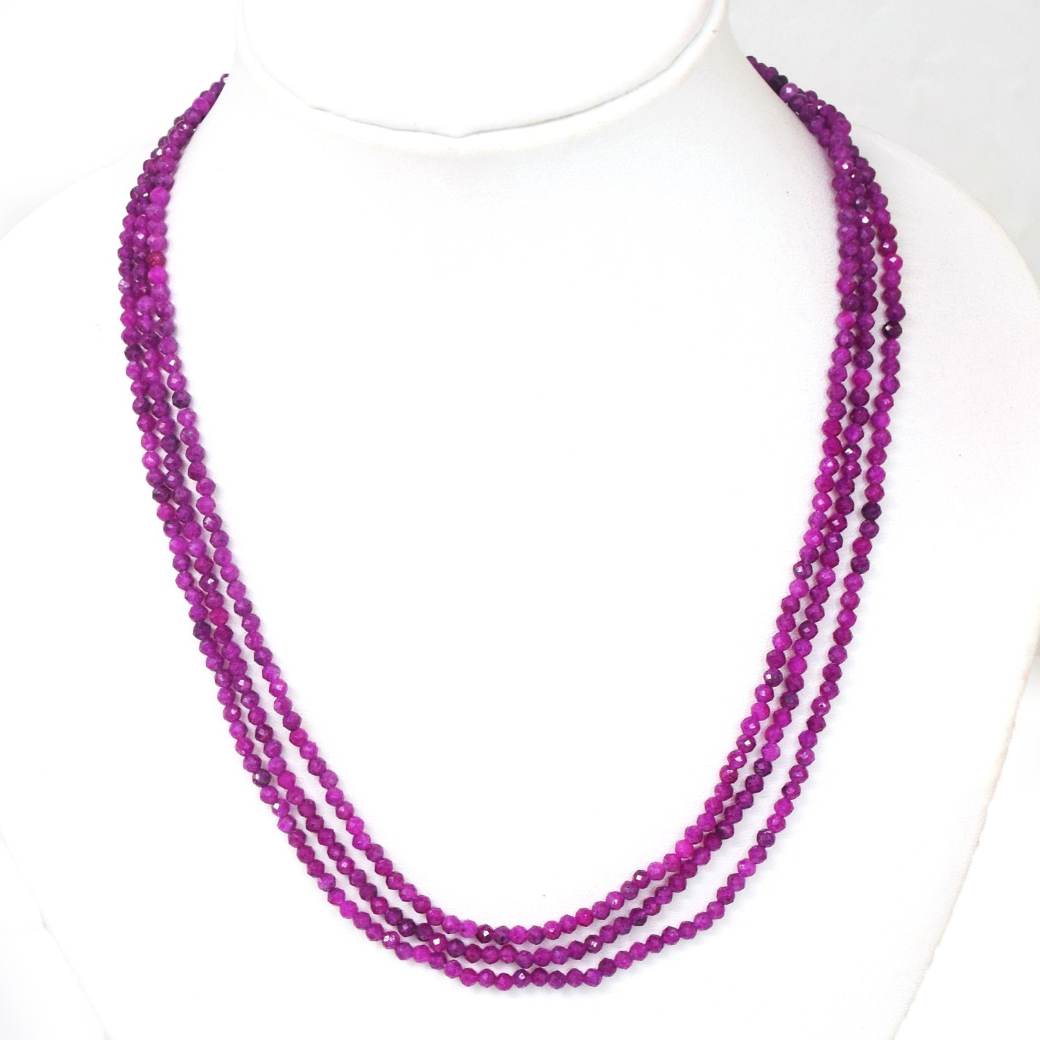 3 Strand Most Outstanding 131.Cts Faceted Red Spinel Beaded Necklace RK 89 AZ27