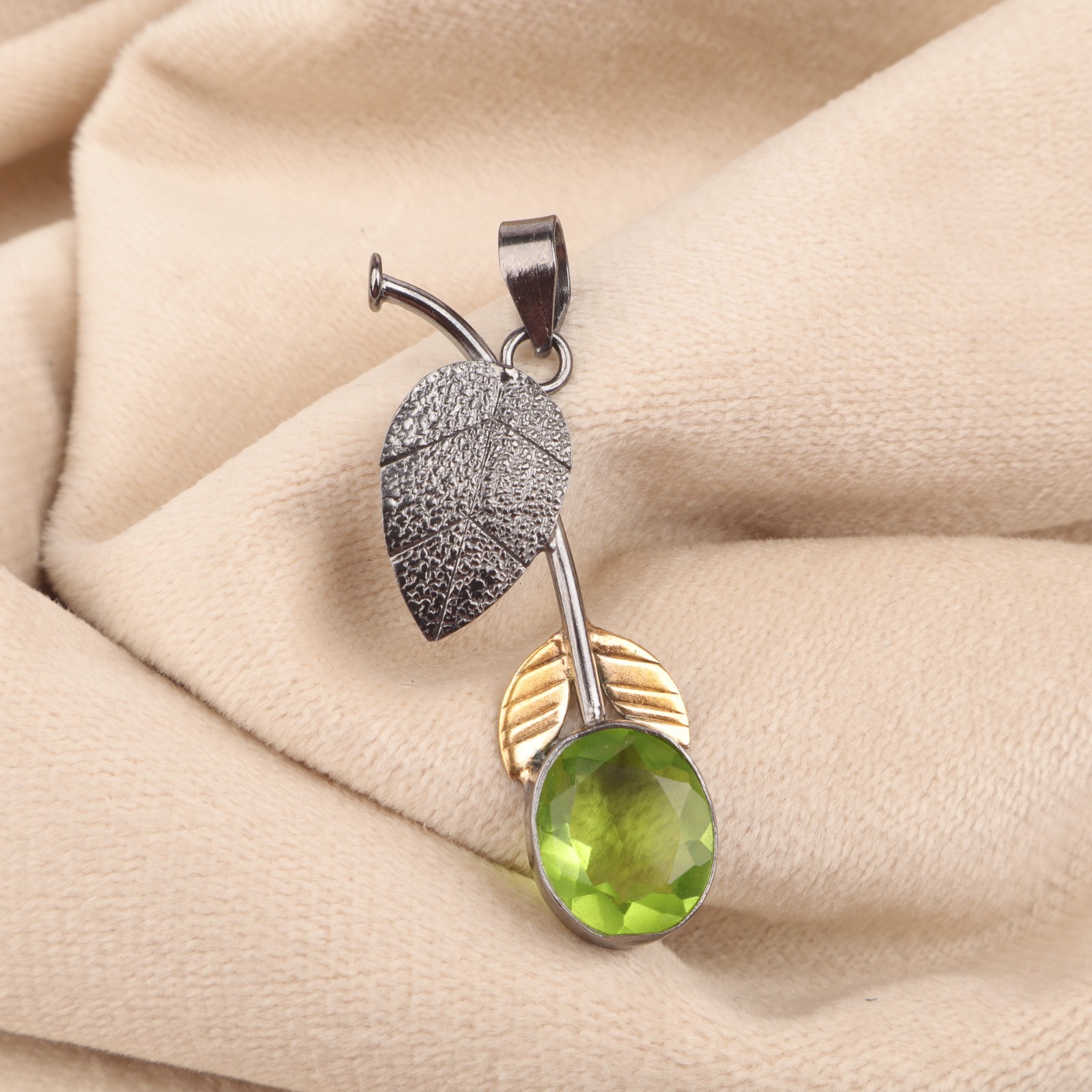 Peridot Gemstone Jewelry 925 Silver Handmade Daily Wear Pendant 1.69″ For Her
