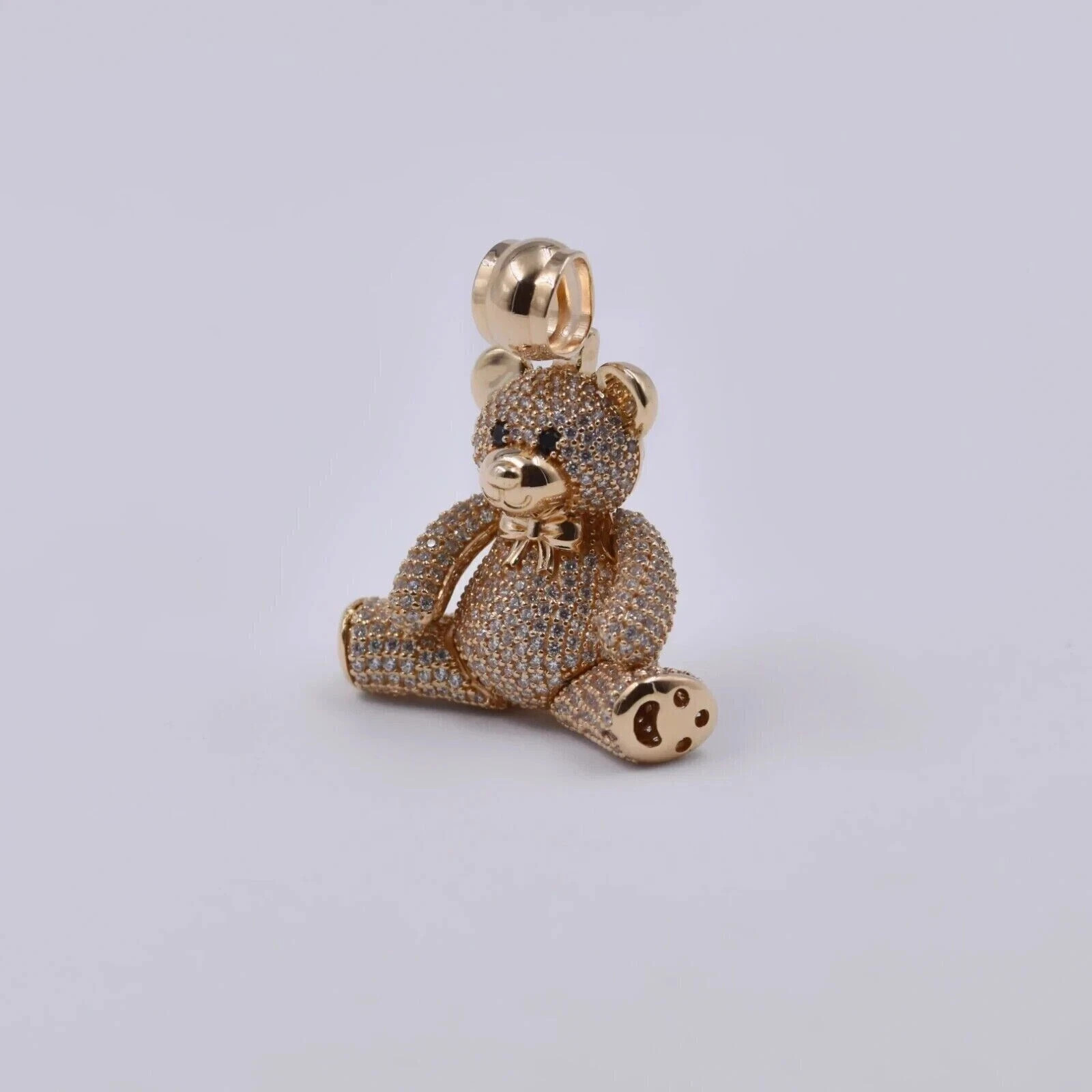 2.45Ct Lab Created Diamond Round TEDDY BEAR Pendant 14k Rose Gold Plated