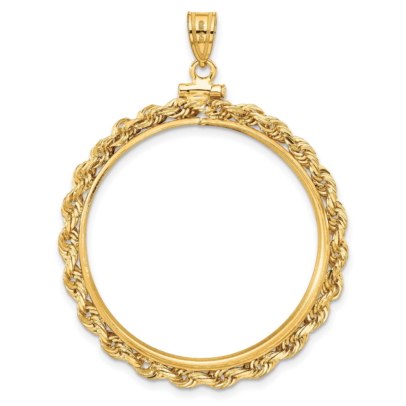 14k Yellow Gold Knotted Rope Screw Top 1 oz Australian Nugget Coin Bezel