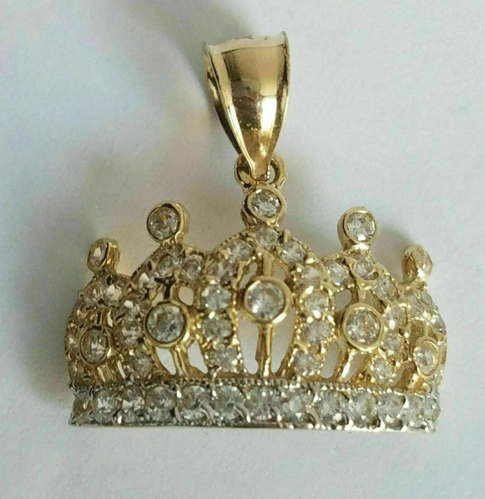 2Ct Round Diamonds Crown Pendant Charm 14K Yellow Gold Finish Free Chain