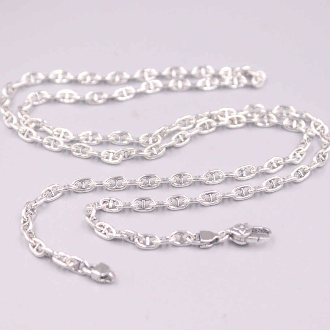 Real 925 Sterling Silver Necklace Men Women 3.5mm Anchor Chain Link 24inch L