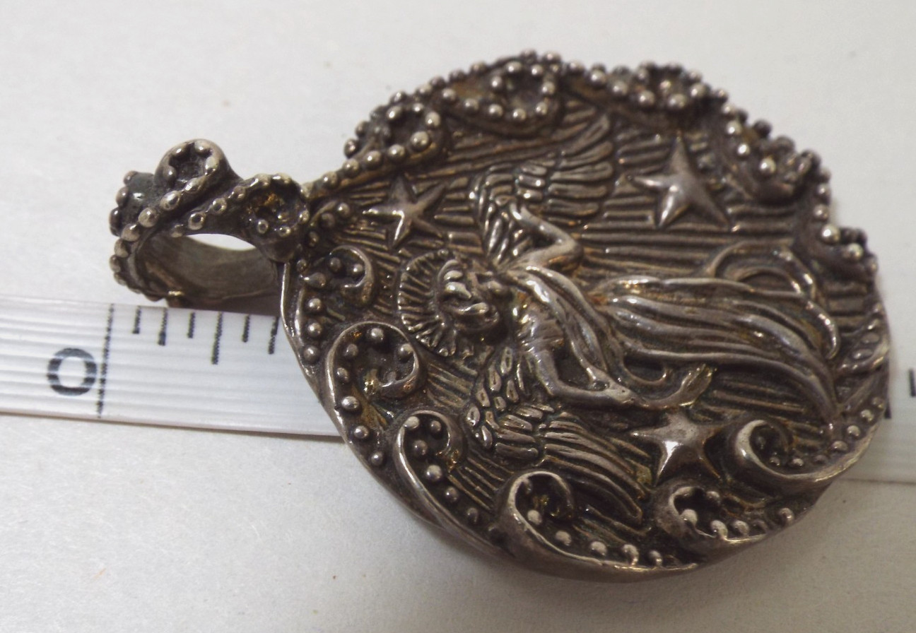 VTG 1990s Andrea Barnett Sterling Silver 925 Angel & Stars Pendant 21.6g Signed