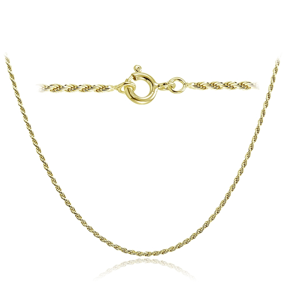 Gold Tone over Sterling Silver Italian 1.5mm Twisted Rope Chain Necklace 16-30″