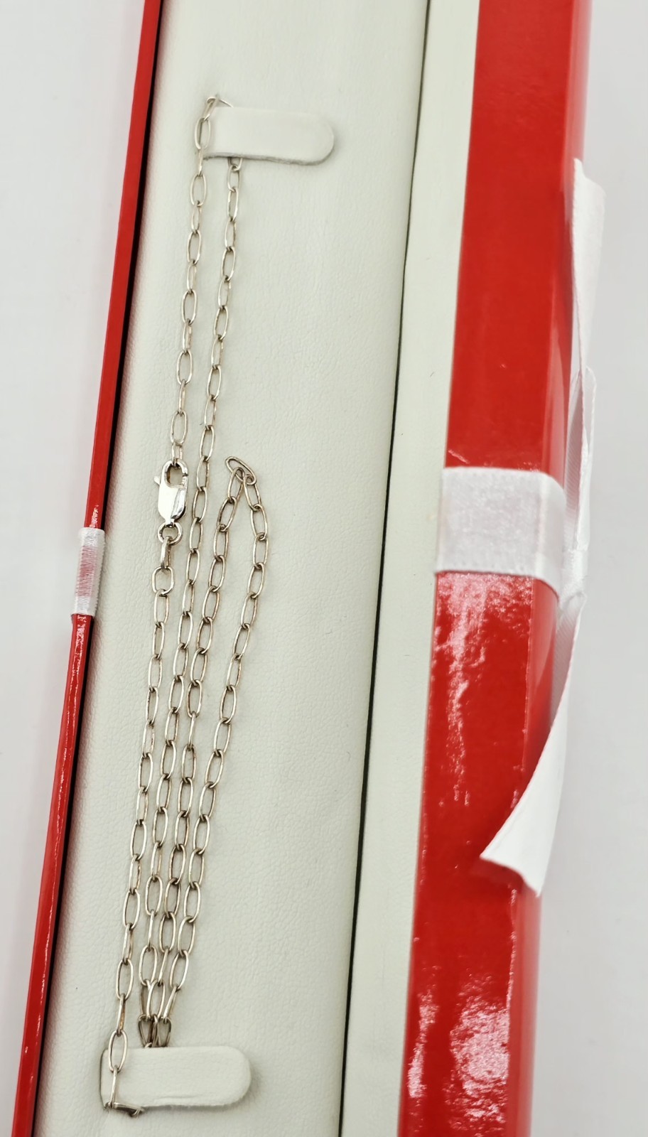 925 Sterling Italy PAPER CLIP LINKS CHAIN NECKLACE ☆ 18″LENGTH