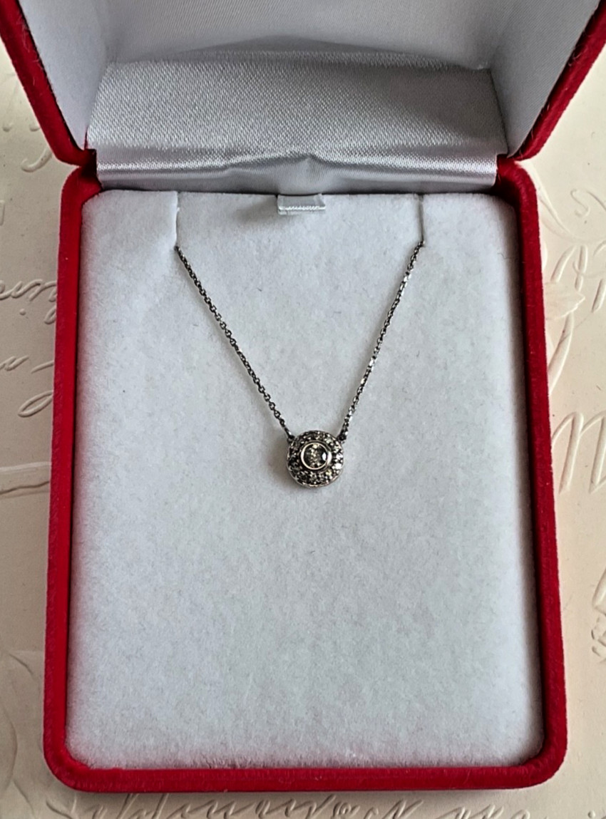 14k Diamond Halo Pendant Necklace – Bezel Set Center Stone, Pave Surround
