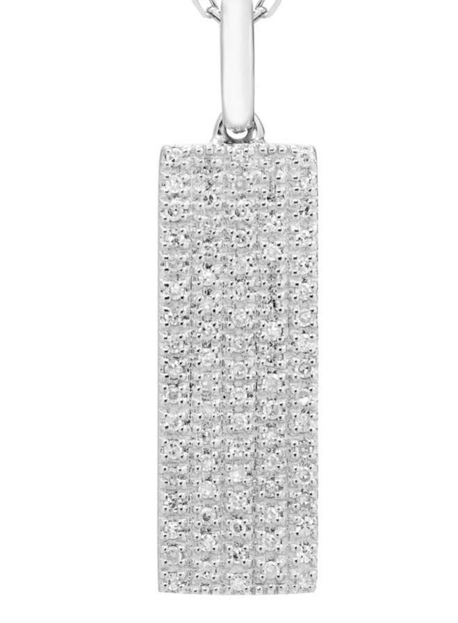 Pave Diamond Rectangle Pendant,925 Sterling Silver – Diamond Pendant IGI Cert