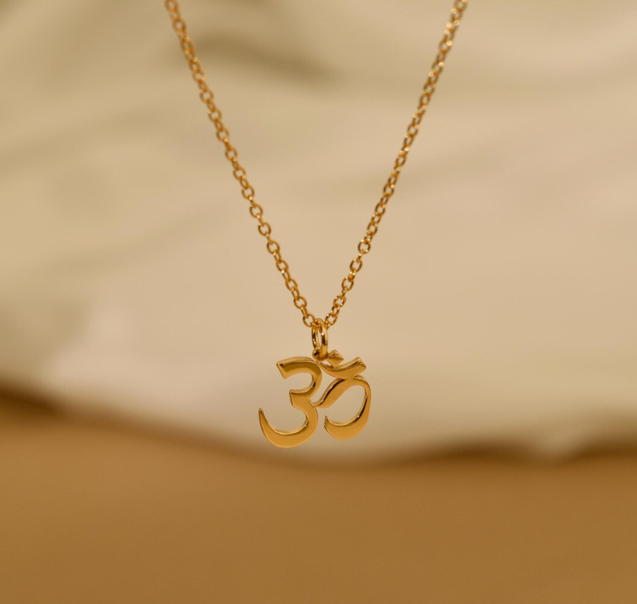 Gold Om Symbol Necklace Spiritual Yoga Jewelry Silver Om Pendant Birthday Gift