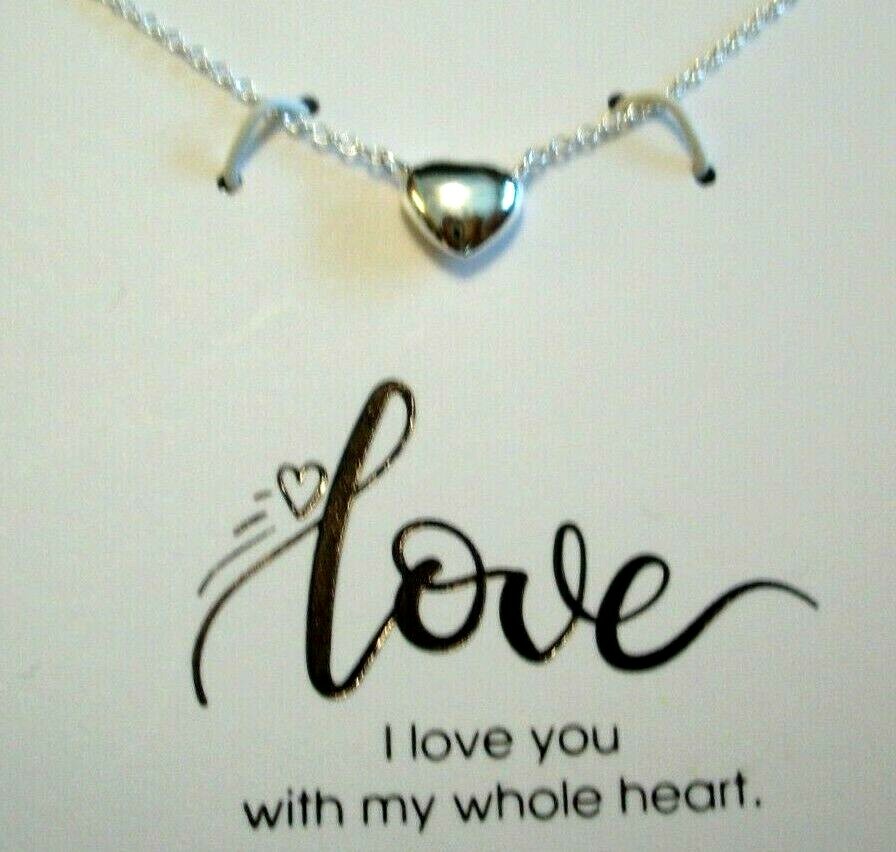 Heart Necklace Sterling Silver I Love You With My Whole Heart Gift of Love