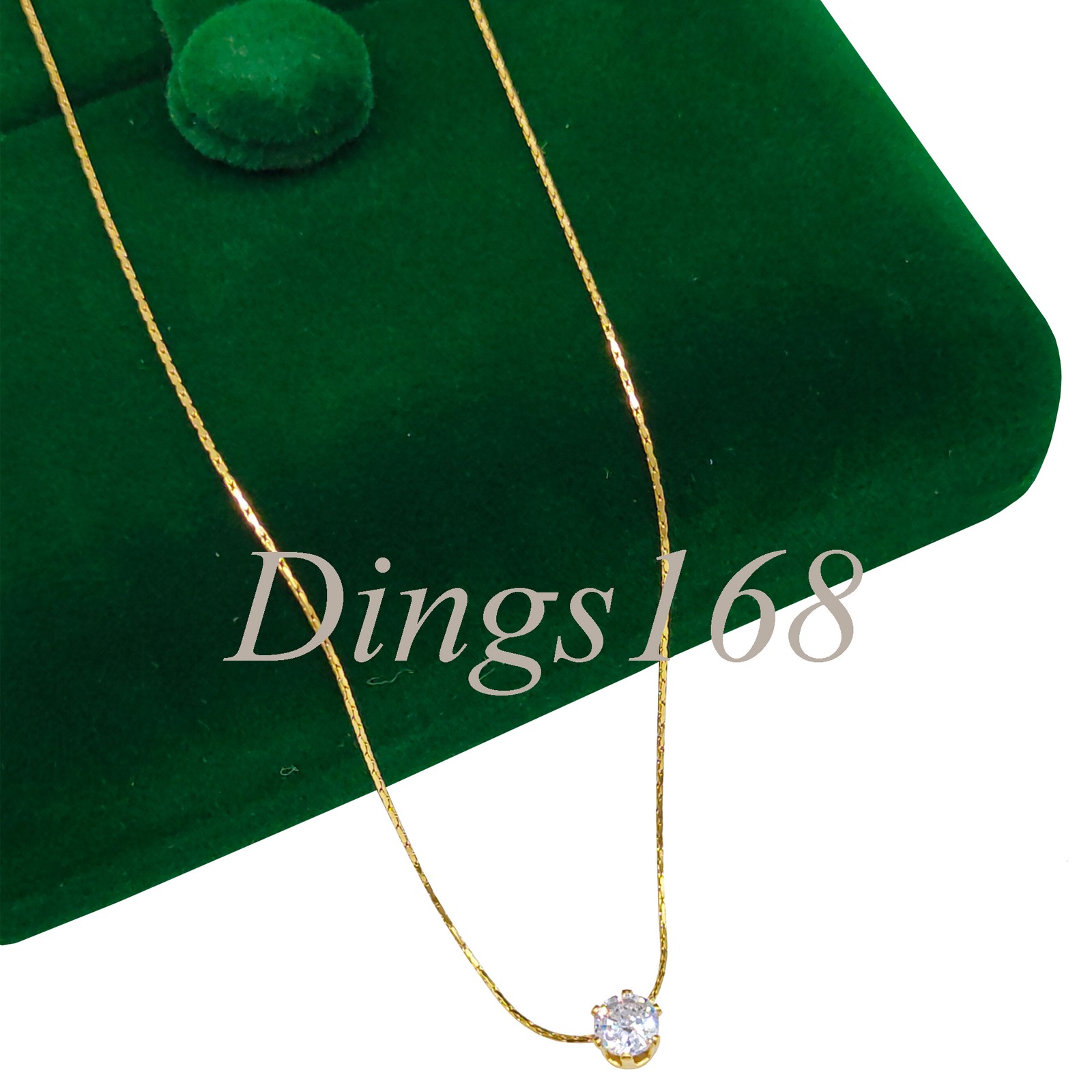 Real 18K Yellow Gold Filled 5mm Crystal Pendant 16″+2″ Thin Snake Chain Necklace