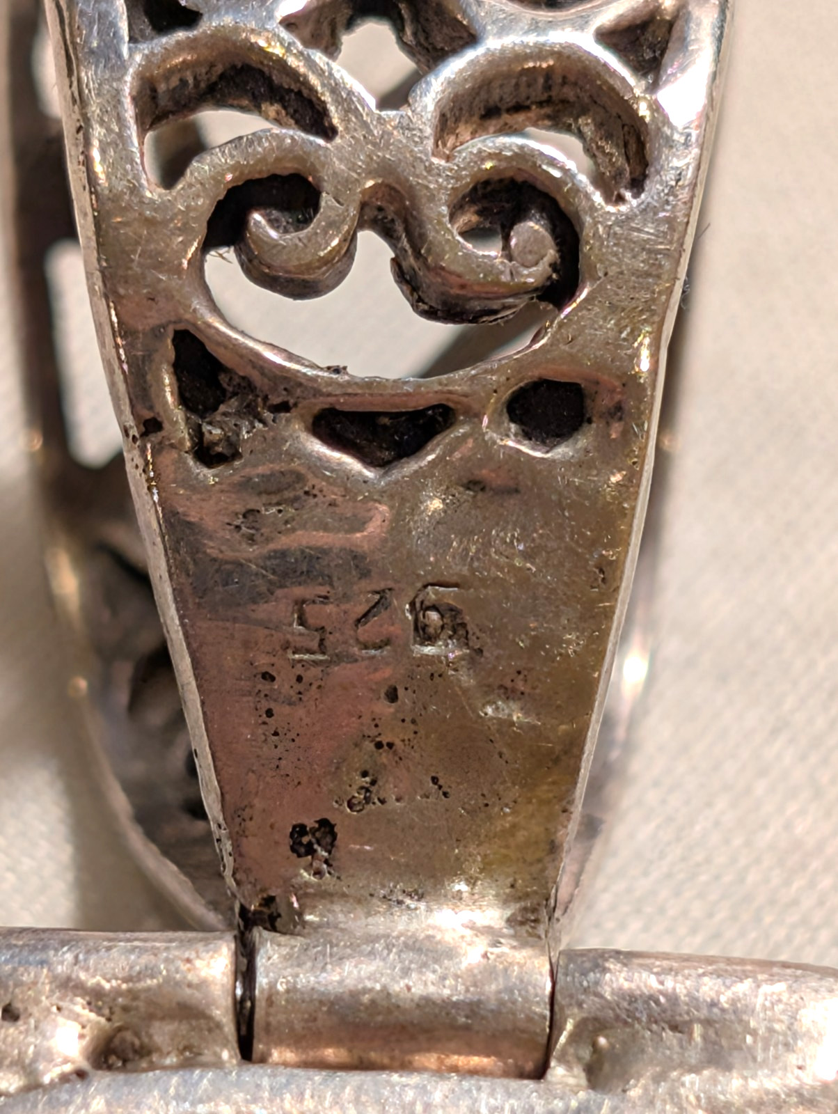 Sterling Silver 925 2 MOP & Topaz? Unique Hinged Pendant Oversized Filigree Bail