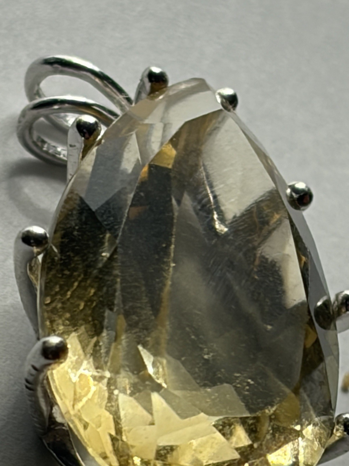 Yellow Gemstone Handmade 925 Sterling Silver Pear Cut Pendant