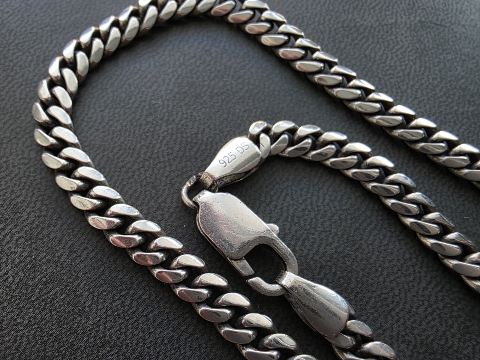 Sterling Silver 925 Cuban Link Chain Necklace 22.5 Inches 5.2 mm width.