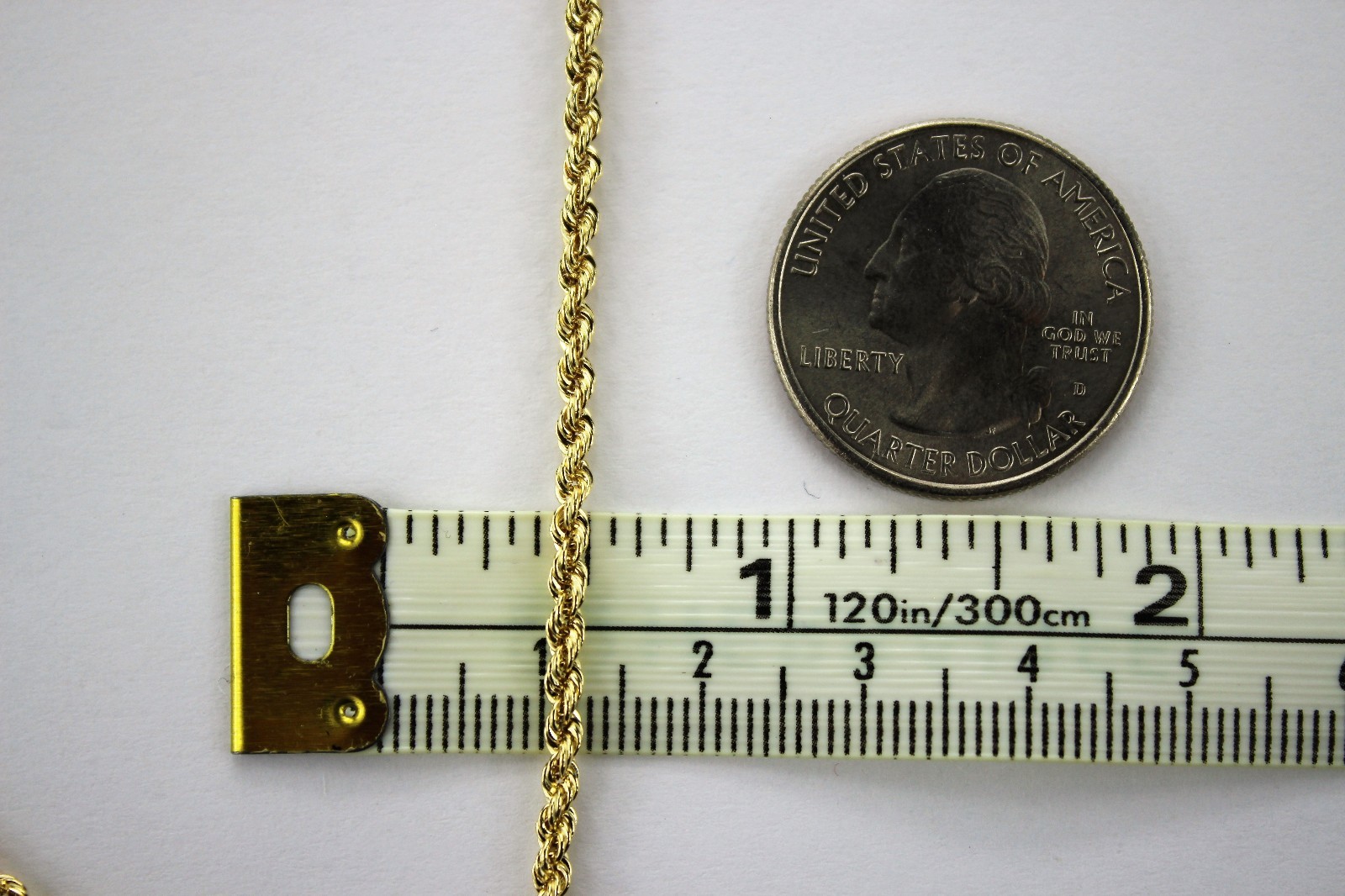10K Yellow Gold Hollow Rope Chain Necklace 2mm ~ 5mm 16″ ~ 32″