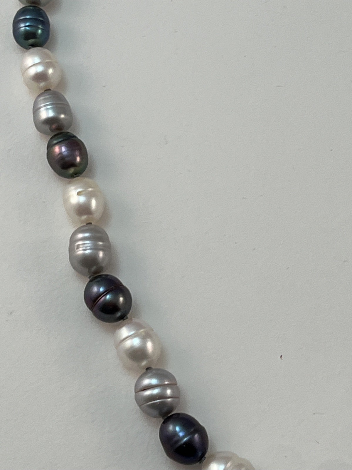 HONORA 925 Sterling Silver Black Gray White Graduated Pearl Necklace 20″