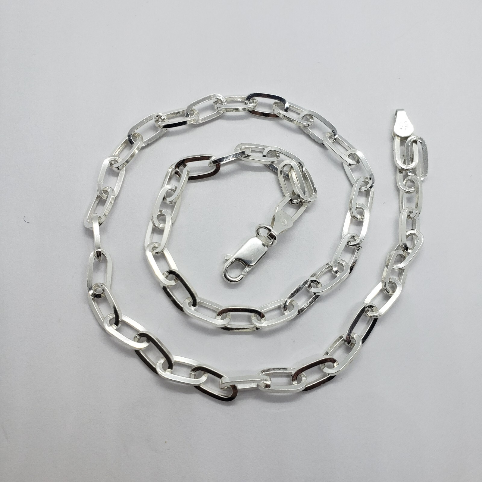 925 Sterling Silver Paperclip Chain Necklace Bracelet 5.5 mm Sizes 7-30 inch