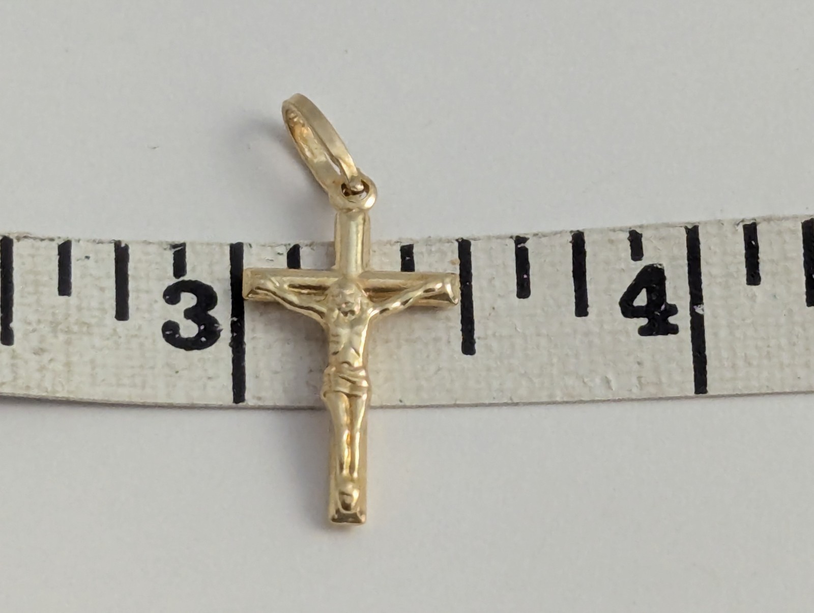 750 18K Solid Yellow Gold Jesus Crucifix Cross Pendant Charm 1.1gr 1″