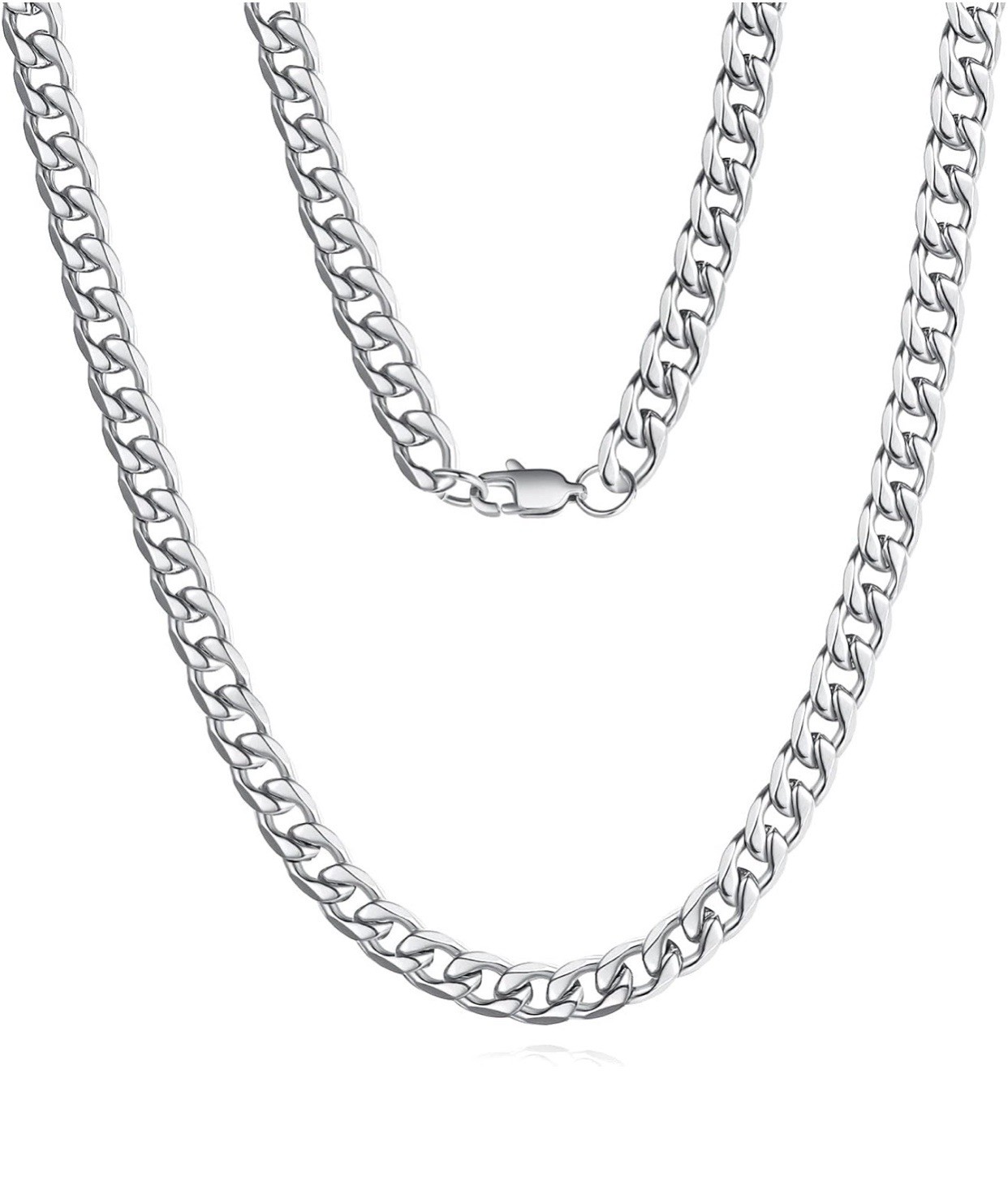 18” Stainless Steel Cuban Link Chain Silver Necklace Gift for Men Women NEW