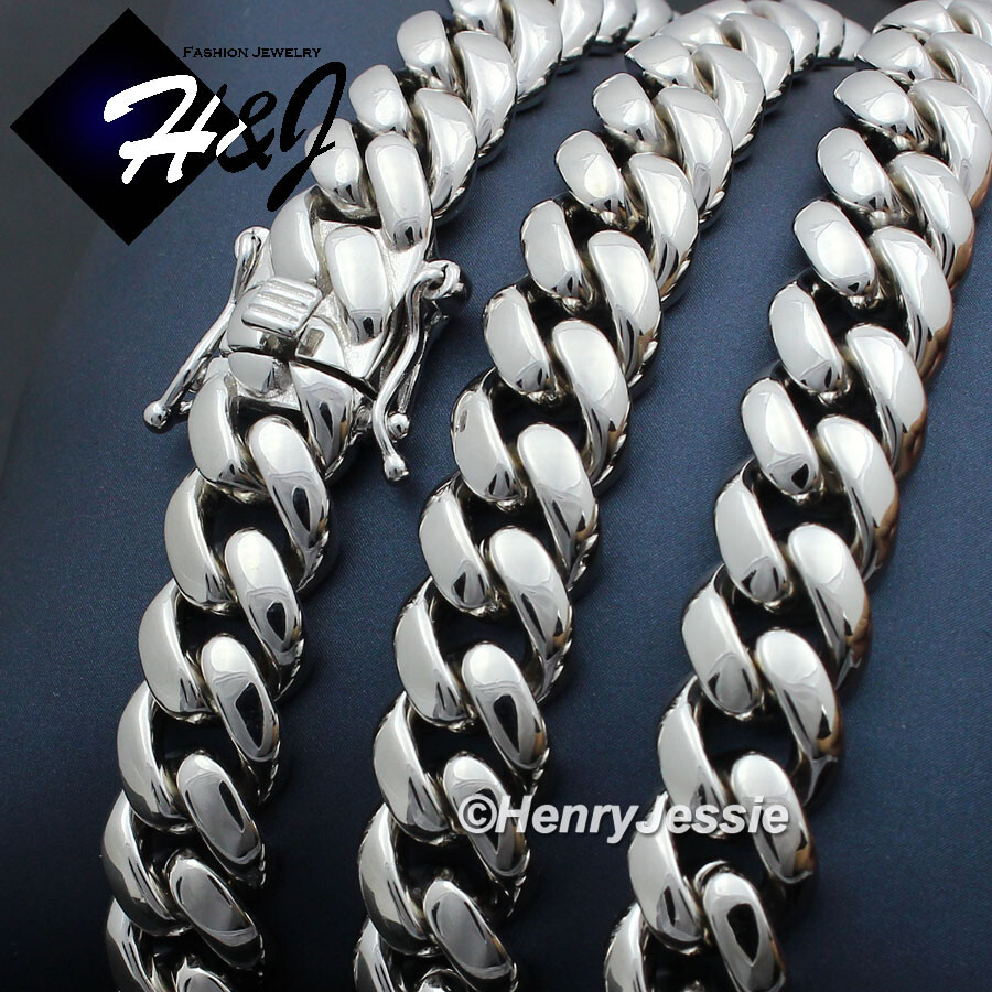 20″MEN 925 STERLING SILVER 7.5MM PLAIN MIAMI CUBAN CURB LINK NECKLACE*SN20