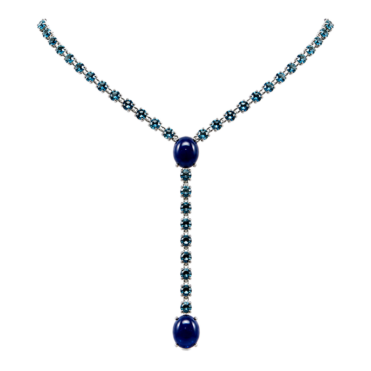 925 Silver 10 x 13 MM. Blue Sapphire London Blue Topaz Pendant/Necklace 18 in