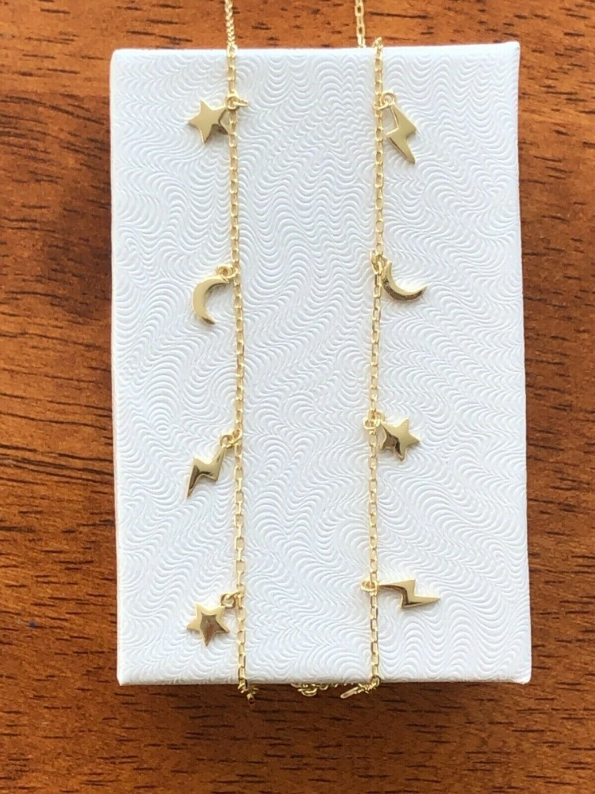 925 Sterling Silver Star Moon Lightning Station Dangle Charm CHOKER Necklace 6mm