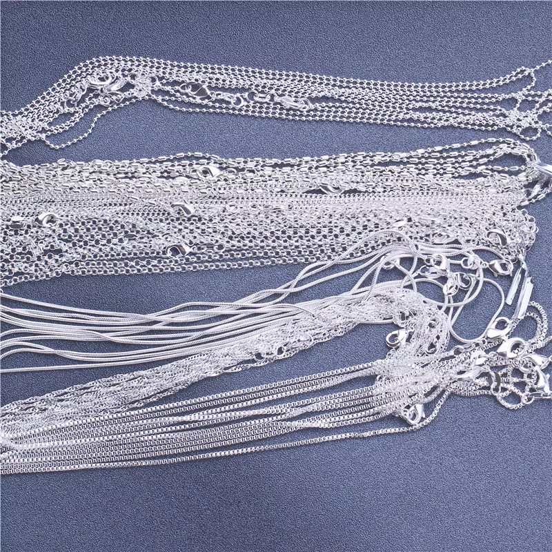 1pcs 925 Sterling Silver 16-30″ Rolo Bead Figaro Chain Necklace 9 Design Jewelry