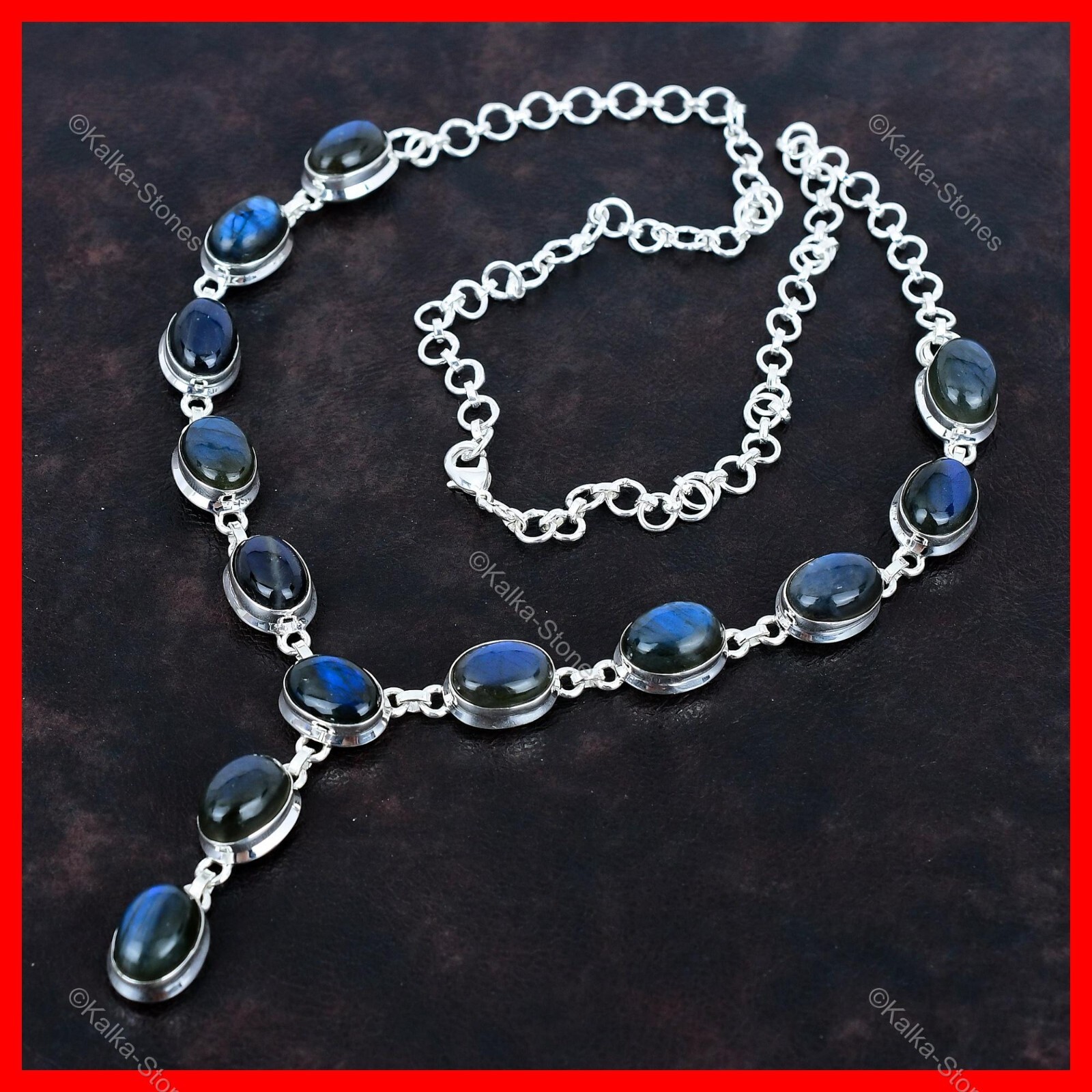 Friendship Day Deal Oval Labradorite Gemstone 925 Silver Birthday Chain Necklace