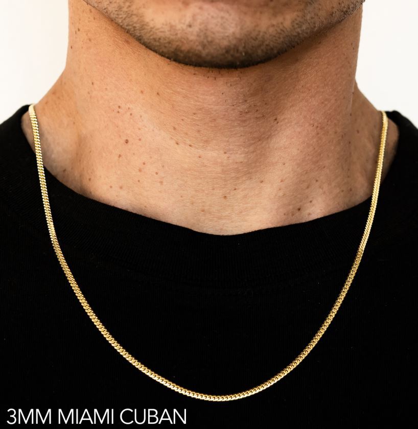 10k Yellow Gold 3mm-9.5mm Miami Cuban Chain Necklace Bracelet Size 7″-30″ Hollow