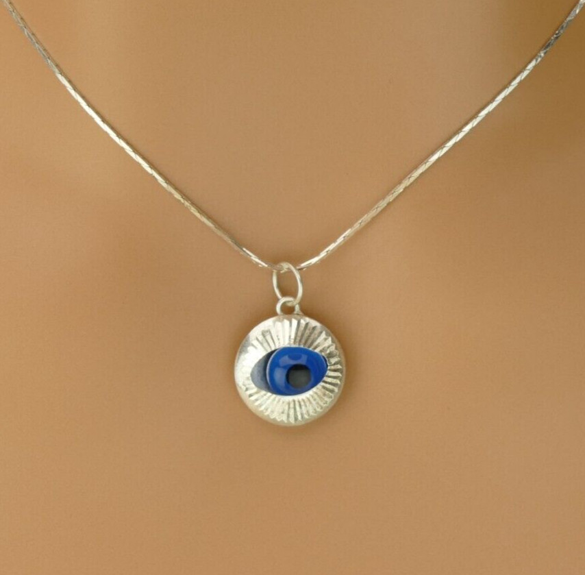 Silver Evil Eye Pendant, Silver Pendant, Gift for Adults, Gift for Children