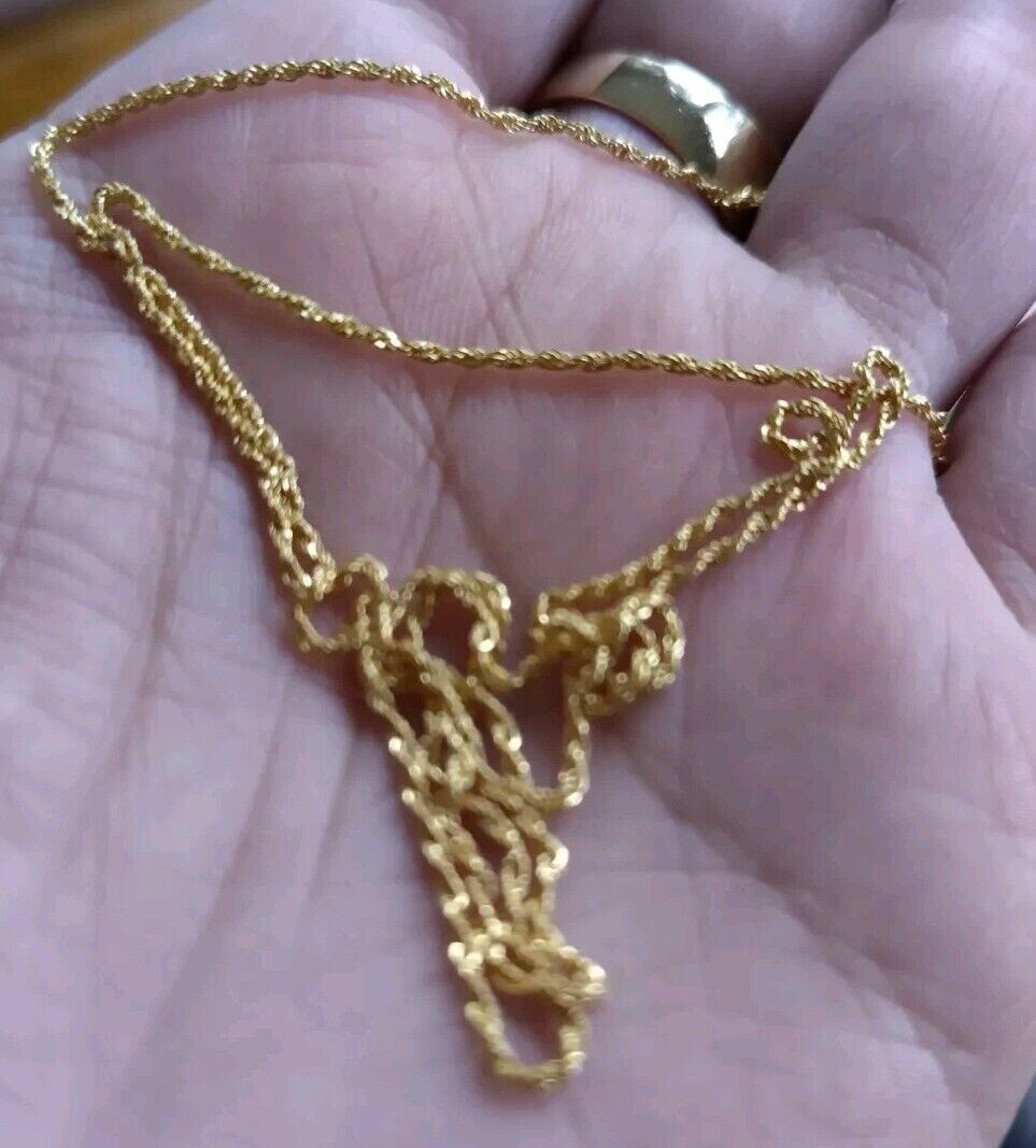 Stamped Au750 Solid 18k yellow Gold Necklace Women Rope Chain 46cm chain