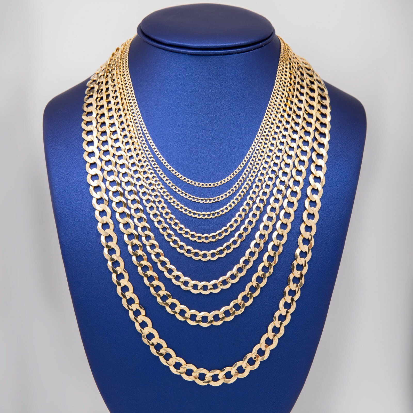 Solid 10K Yellow Gold Miami Curb Link Chain Necklace Real 10K All Sizes