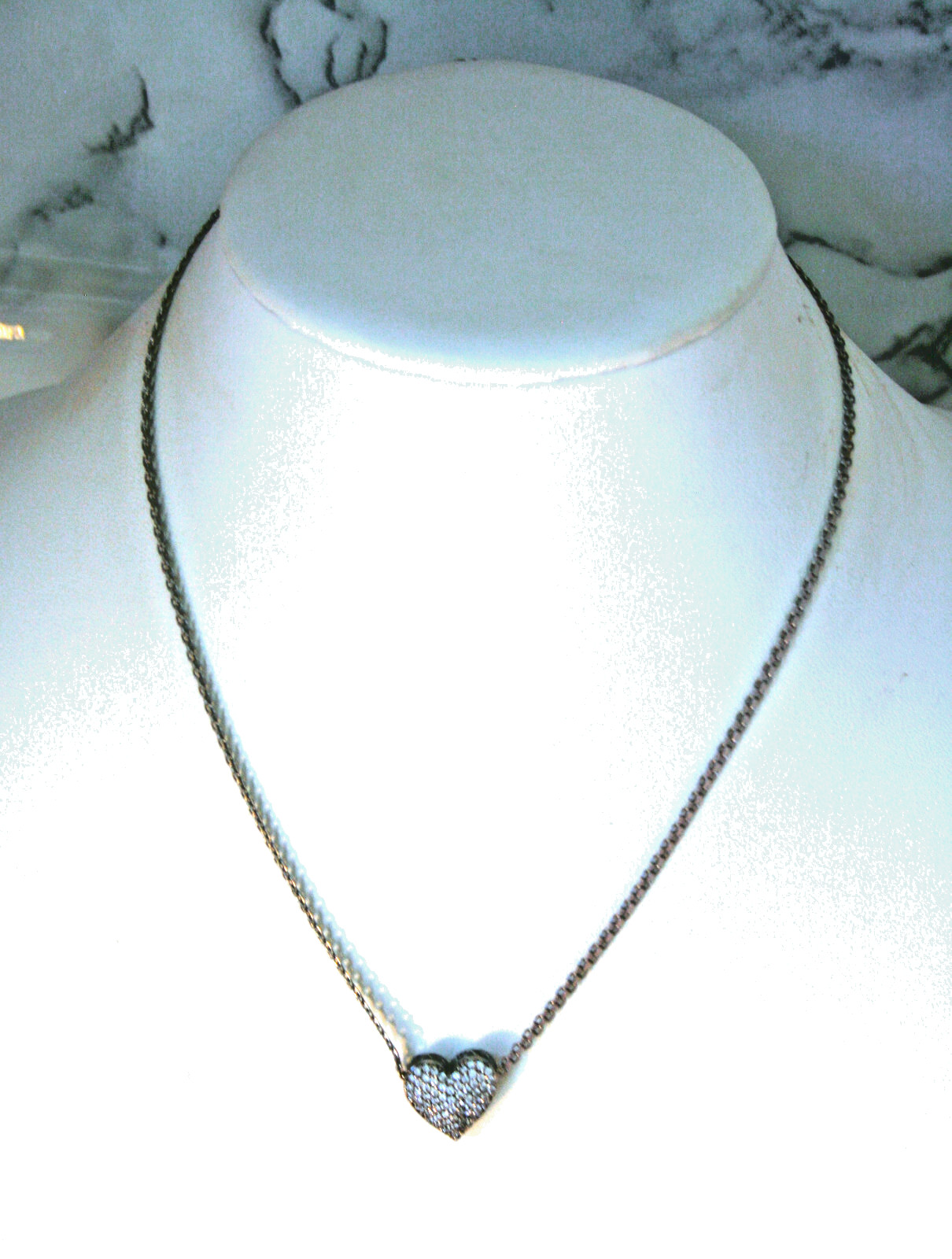 Giani Bernini dark tone sterling silver Bismark chain & heart crystal pendant