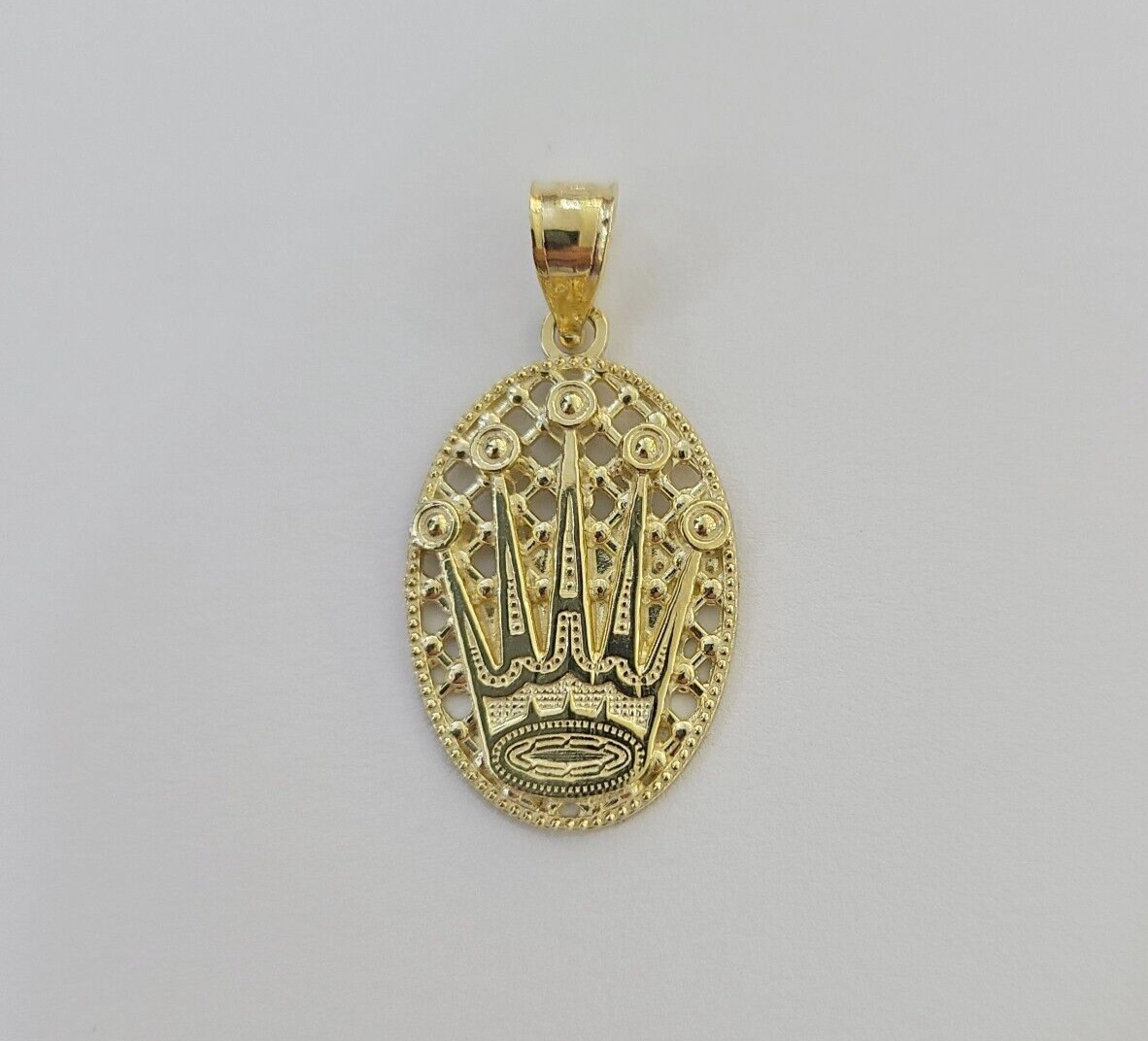 10K Real Yellow Gold Crown Circular Charm Pendant Gold 10k Free Shipping On Sale