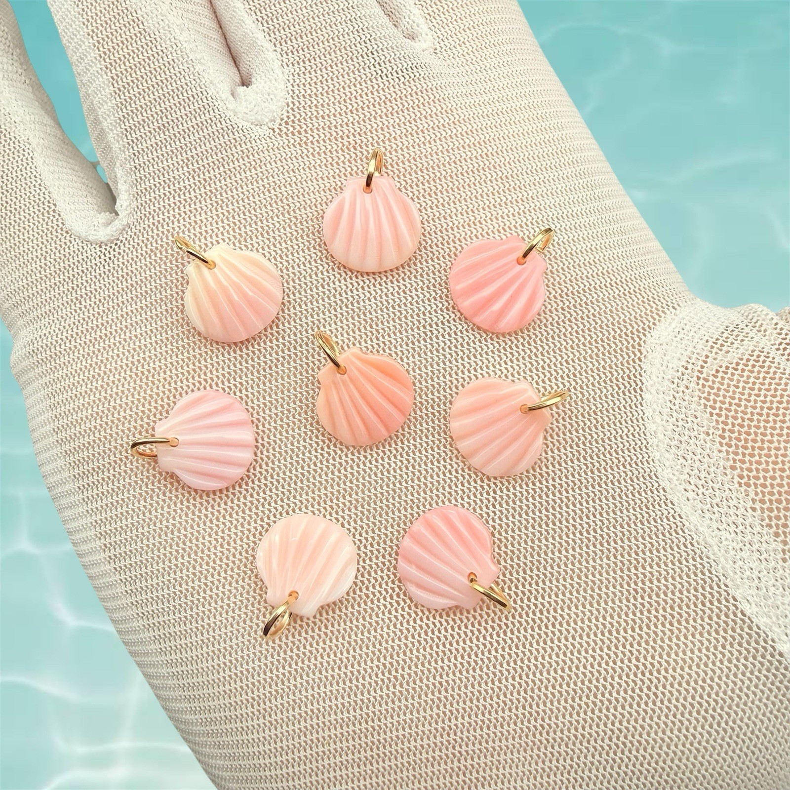 14k Solid Gold Shell Charm • Real Shell Necklace Pendant • Coastal Beach Jewelry