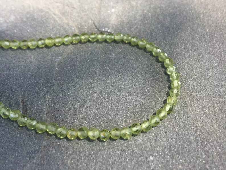 3mm Green Peridot Faceted Round Gemstone Beads Handmade Necklace For Men Woman