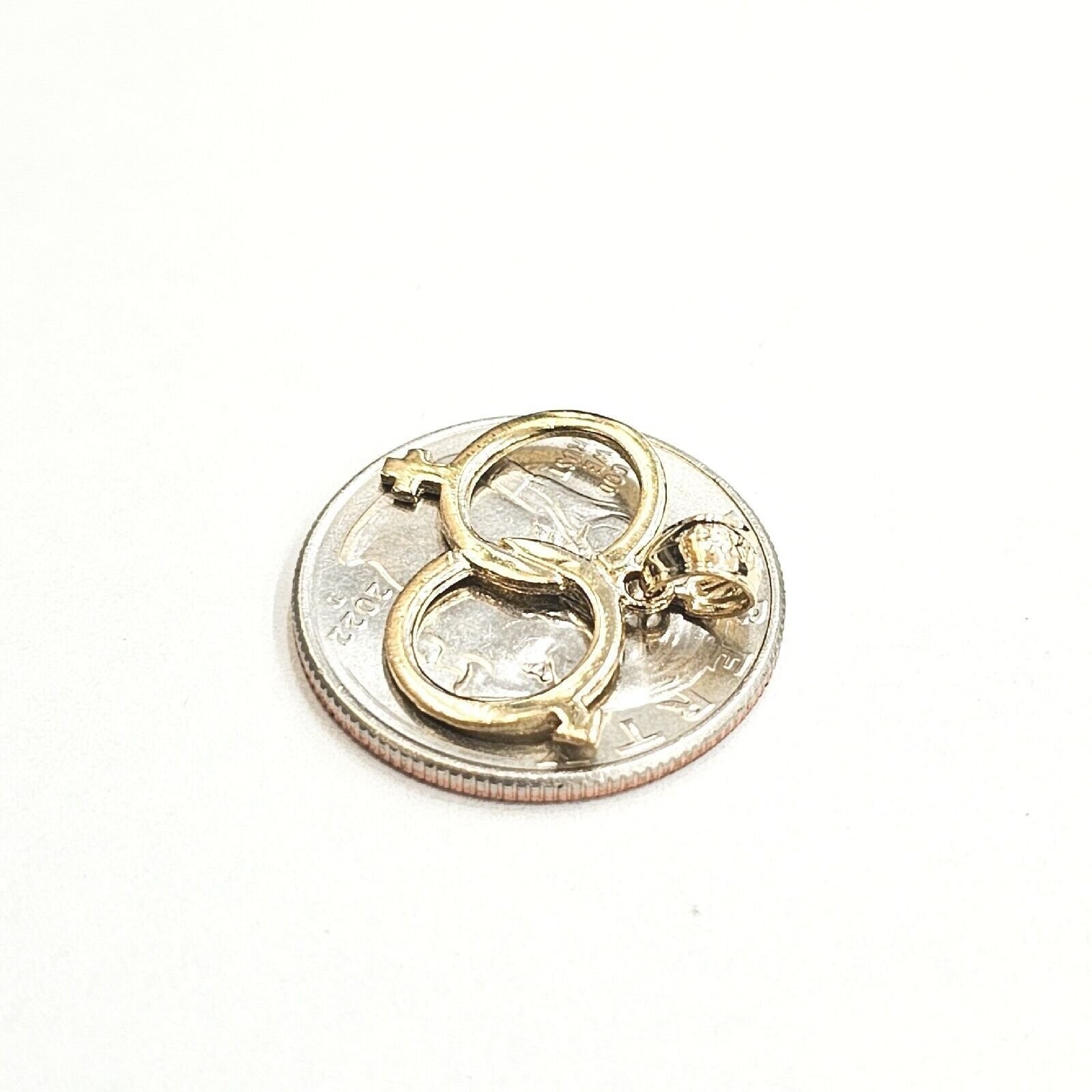 14k yellow Gold male female gender sign symbol Pendant charm fine jewelry 1.4g