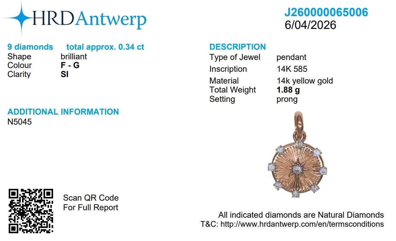 0.34 ct Natural Diamond Karma Circle Medallion Pendant 14K Gold Infinity