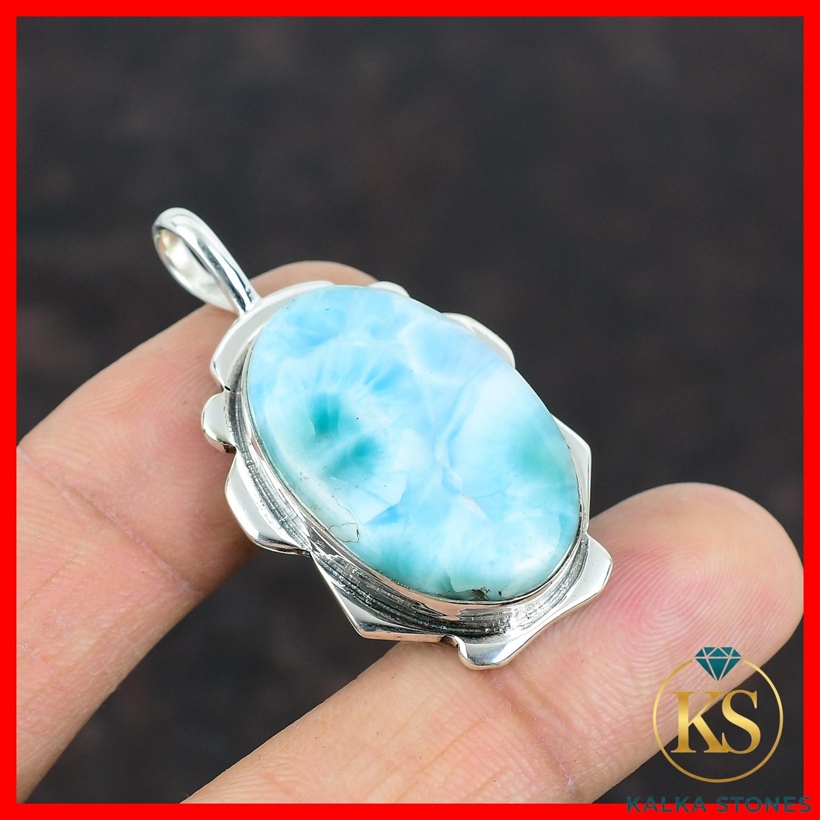 Throat Chakra Larimar Gemstone 925 Silver Engagement New Sister Birthday Pendant