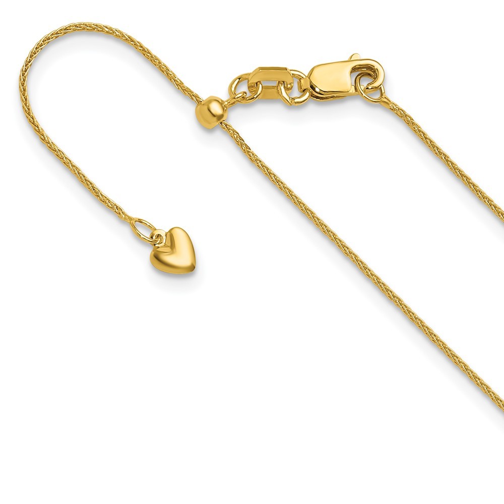 14k Yellow Gold Adjustable . Wheat 0.85mm 22-30″