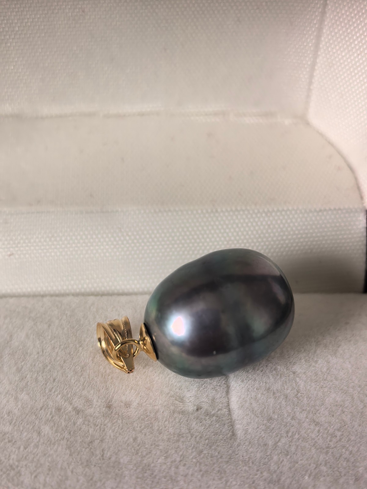 New AAA+ 12-16mm natural Black Tahitian Baroque Pearl Pendant 14k yellow gold