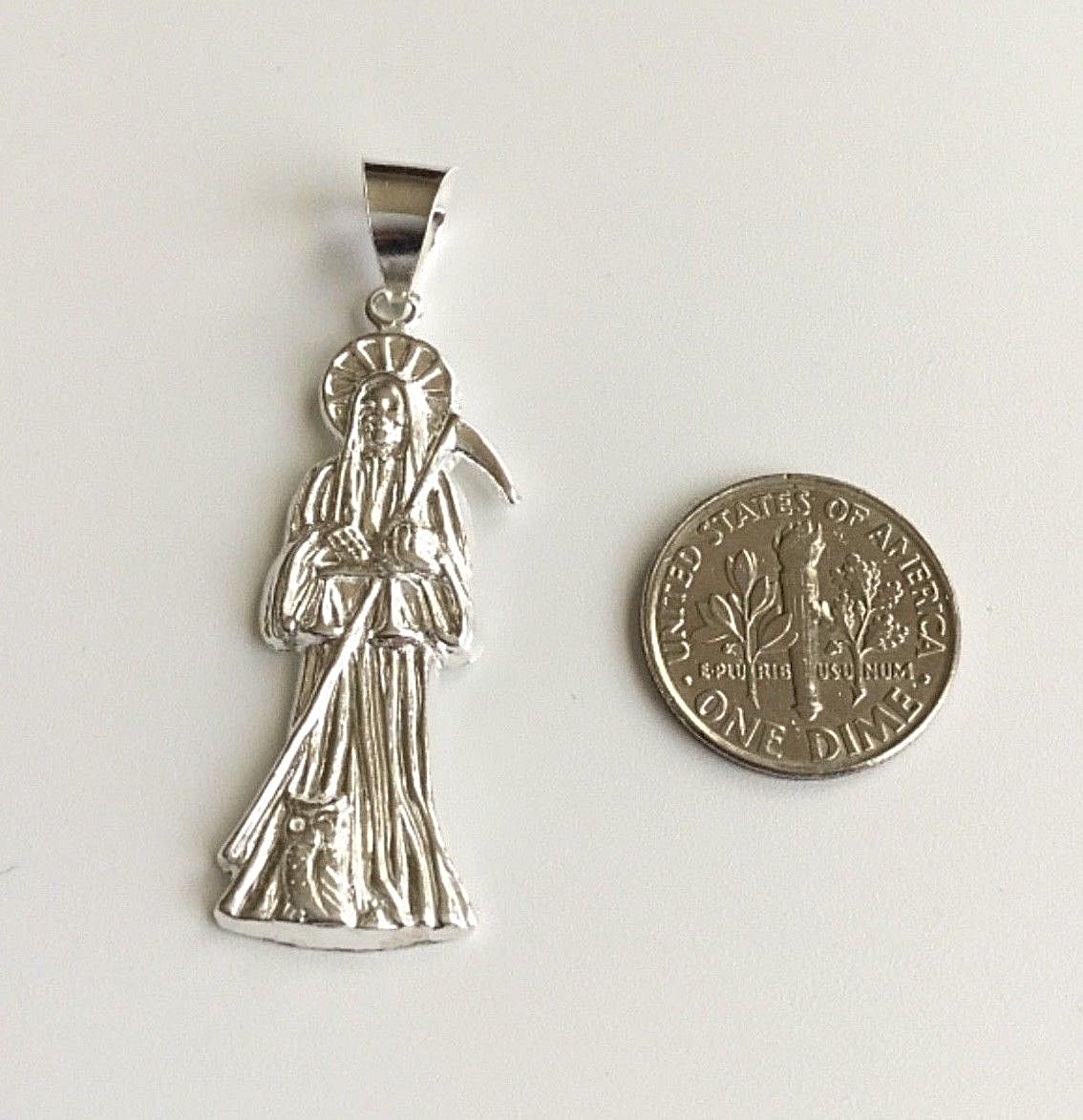 925 SILVER GRIM REAPER PENDANT / PLATA DIJE DE LA SANTA MUERTE – 45×14 mm