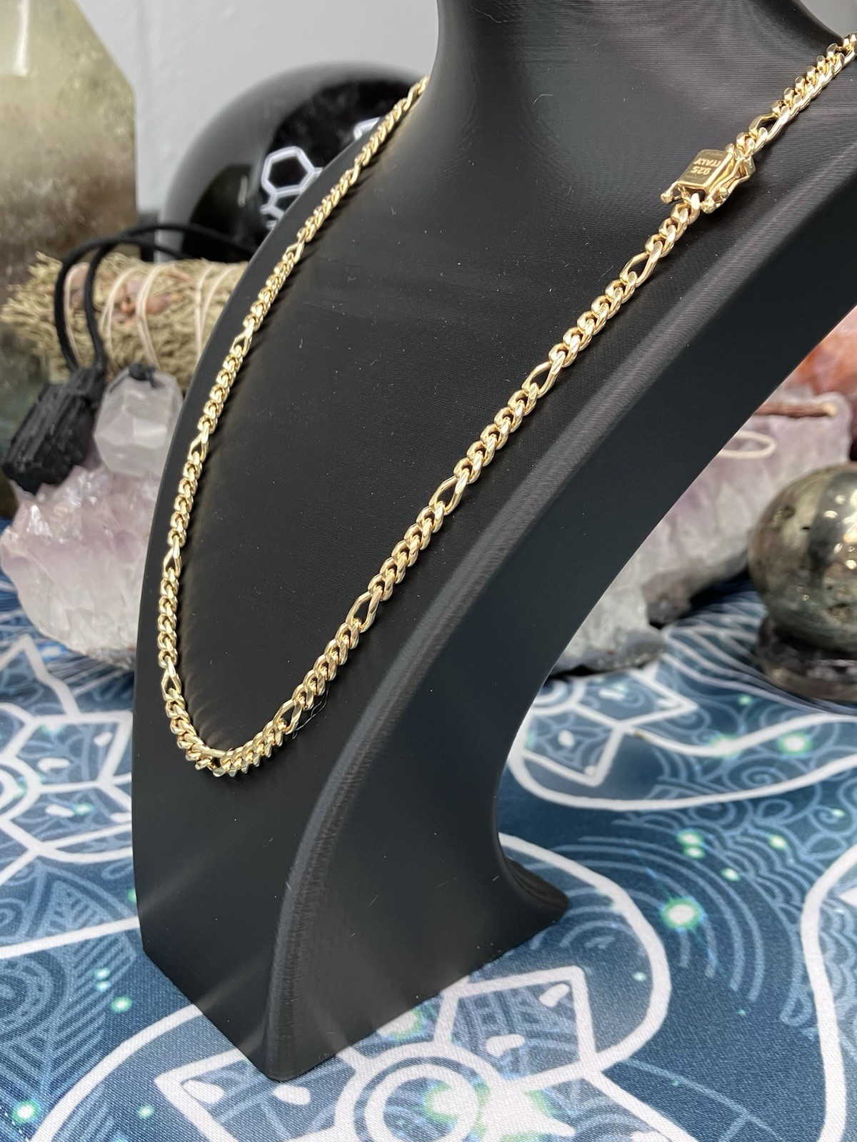 Italian Gold Over 925 Sterling Silver Diamond Cut Miami Figaro Chain 20” 4mm