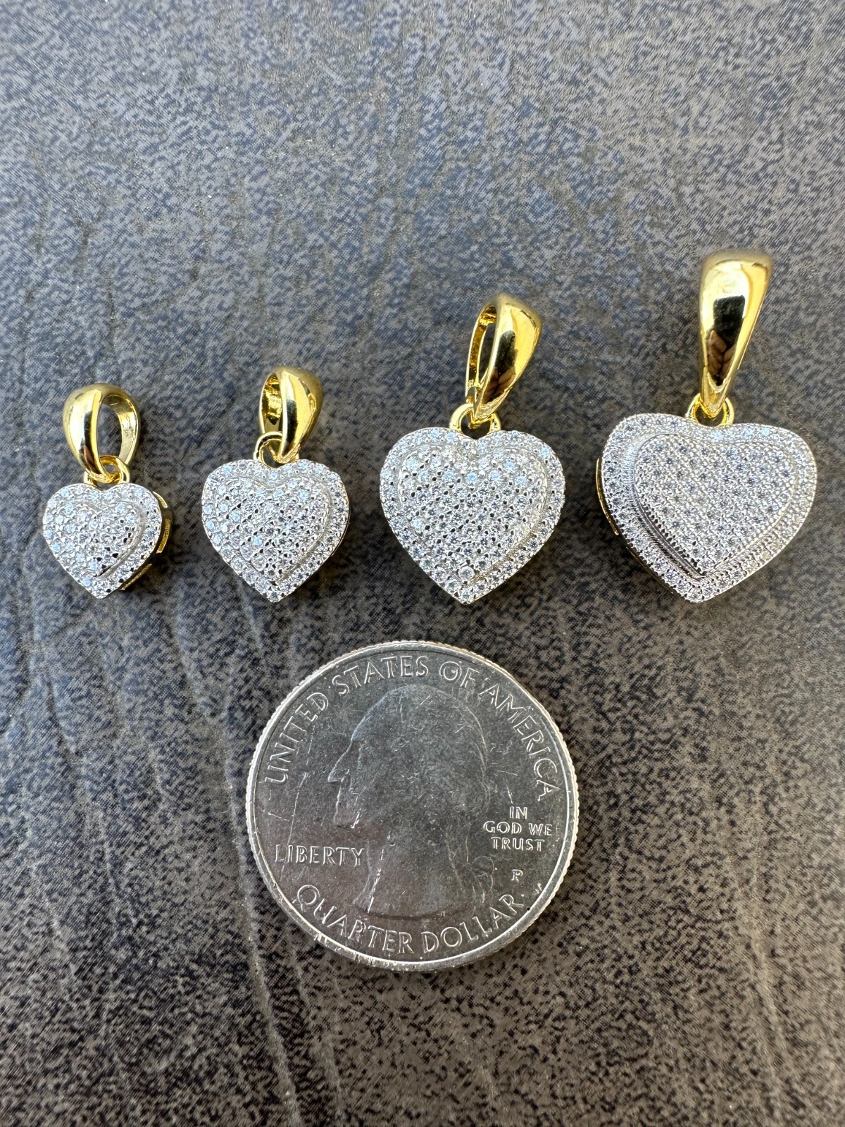 MOISSANITE 925 Silver 14K Gold Iced Small Ladies Heart Shaped Love Pendant Charm