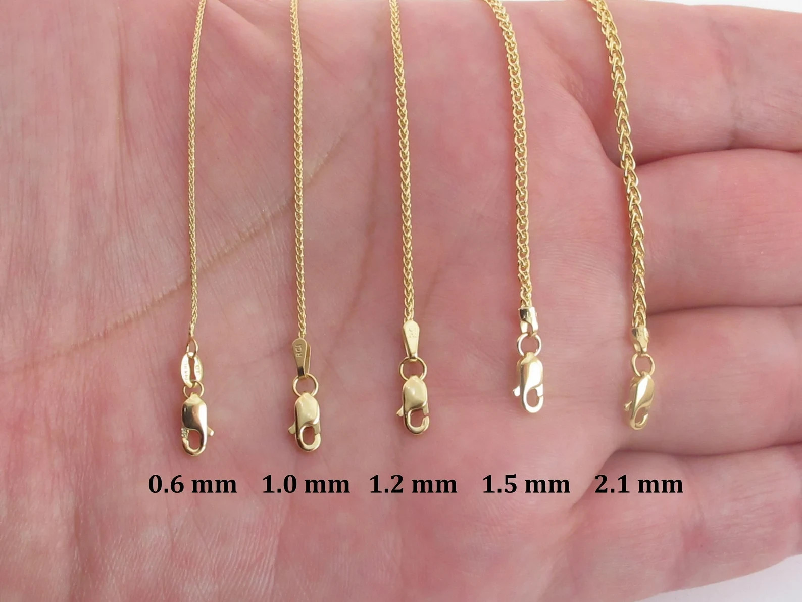 14k Solid Yellow Gold Wheat Chain Necklace ( 16-24 inch )