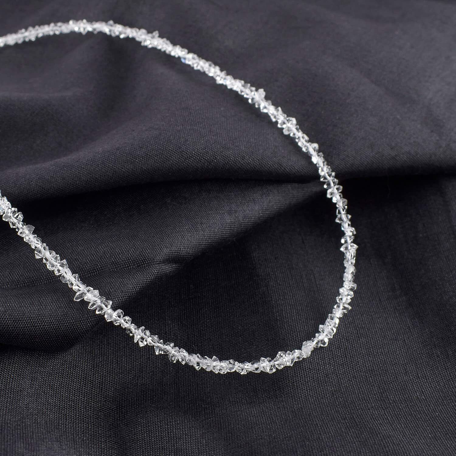 925 Sterling Silver Natural Herkimar Diamond Necklace 18 Inches Necklace b-02