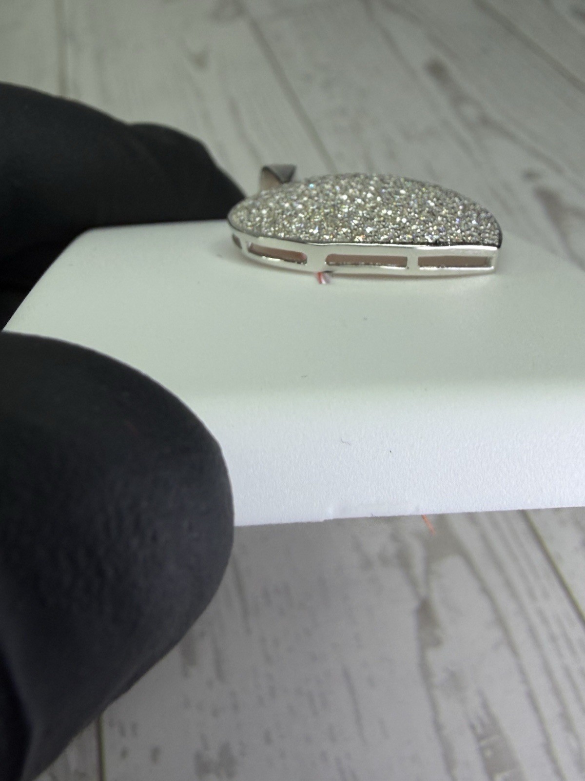 925 Sterling Silver White/Colorless Moissanite Heart Pavé Pendant, 2.00 CTW