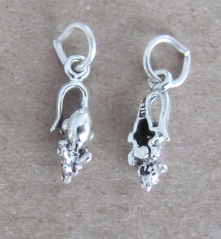 Very small Sterling Silver Mouse mini tiny charm.