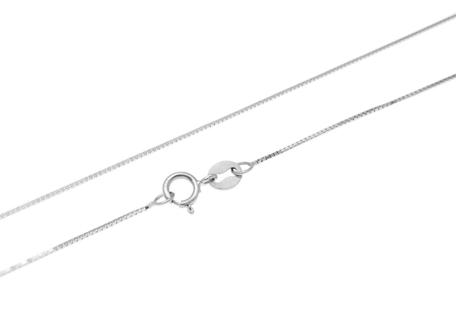 SOLID 14K WHITE GOLD ITALIAN 0.6MM BOX CHAIN NECKLACE 18″